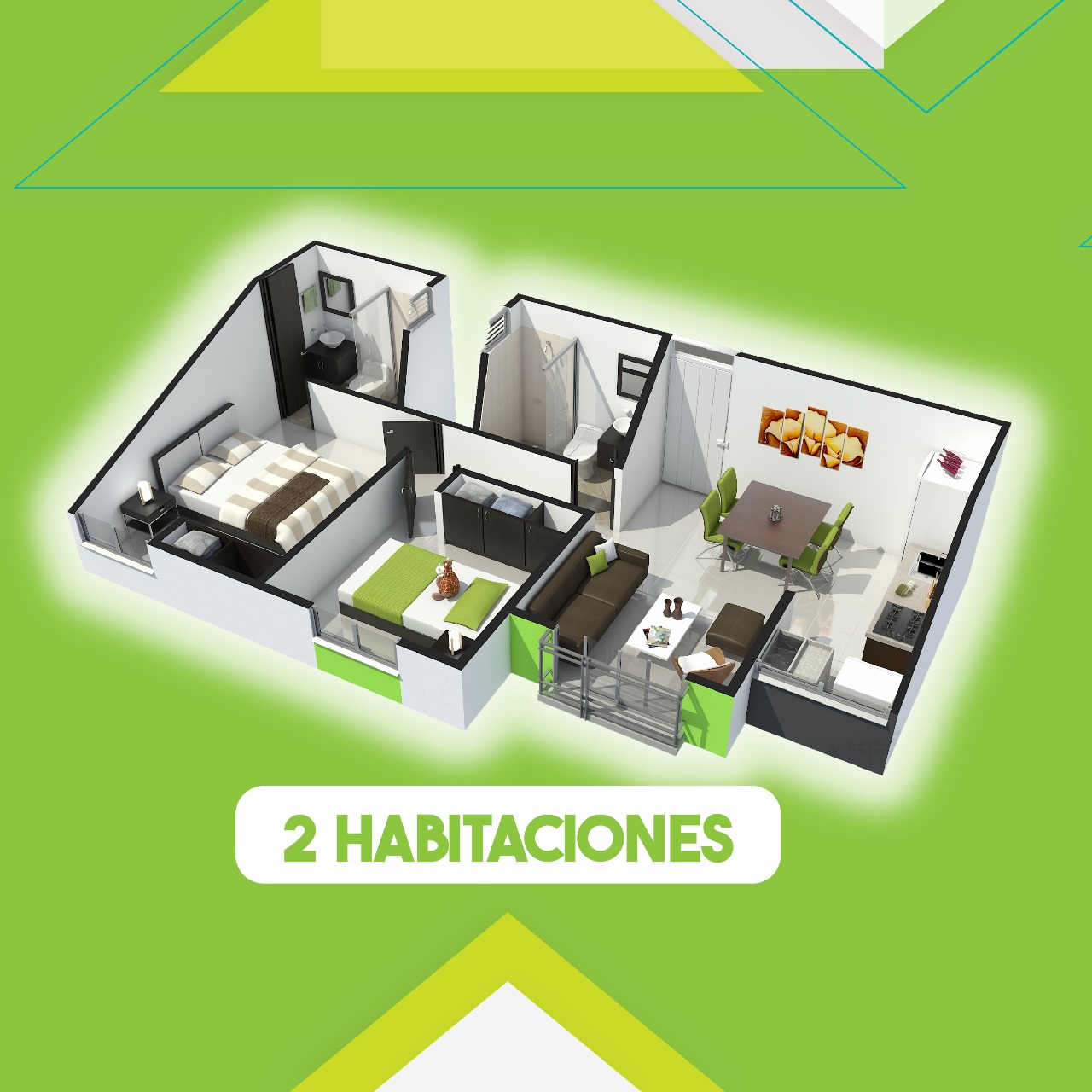 2 habitaciones